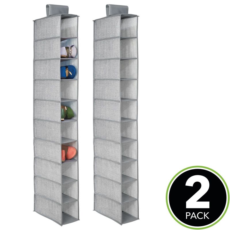mDesign Soft 10 Shelf Fabric Closet Hanging Storage Unit, 2 Pack, 2 of 9