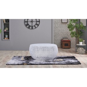 32" Aluminum Round Coffee Table with Sleek Modern Design and Durable Frame for Living Room - 1 of 4