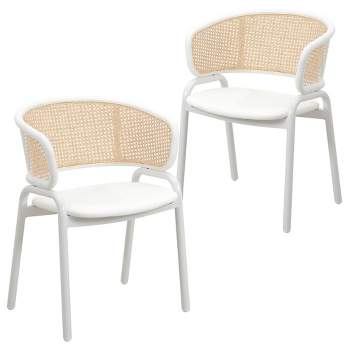 Leisuremod Ervilla Modern Dining Chair with White Frame, Set of 2