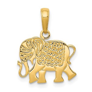 Black Bow Jewelry 14k Yellow Gold Flat Circus Elephant Pendant - 1 of 4