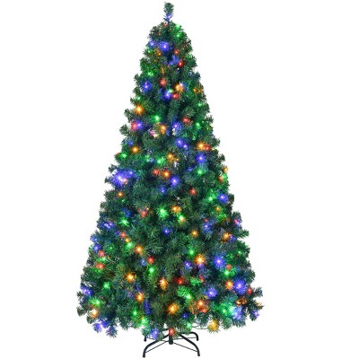 6ft Pre-Lit Artificial Christmas Tree w/ 250 Multi-Color LED Lights and 1060 PVC Branch Tips