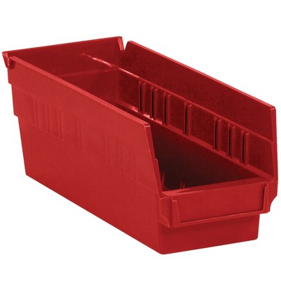 Box Partners Plastic Shelf Bin Boxes 11 5/8" x 4 1/8" x 4" Red 36/Case BINPS102R