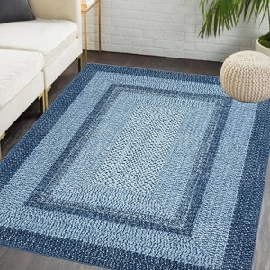 Modern Washable Area Rug, Non Slip Indoor Print Mat For Living Room Bedroom Dining Room Kitchen Enterway, Low Pile Stain Resistant Foldable Carpet - 1 of 4