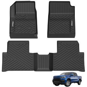 TruAIR Custom Fit Floor Mats for 2015-2022 Chevy Colorado/GMC Canyon Crew Cab - Black TPE All-Weather Liners (2-Row Set, 1-Pack) - 1 of 4