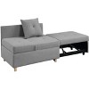 NicBex Modern Pull Out Sofa Bed Linen Convertible Single Sofa with Adjustable Back and 2 Pillows for Living Room - image 3 of 4