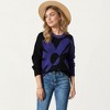 Anna-Kaci Women's Bold Graphic Floral Pattern Knit Sweater with Soft Crew Neckline and Relaxed Long Sleeve Pullover Fit - 2 of 4