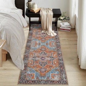 Vintage Medallion Throw Rug - Non-Slip, Machine Washable Area Rug for Living Room, Bedroom, Kitchen,Gift for Home Decor - 1 of 4