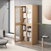 72"x31"x16" Wood Accent Cabinet, Storage Organizer with Adjustable Shelves and Glass Doors for Kitchen Bedroom Entryway Living/Dinning Room - 3 of 4