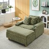 VASIP Green Corduroy Single Sofa with 1 Pillow and 2 Throw Pillows,  Footstool Convertible Storage Space ,for Small Space,Bedroom,Living Room - 3 of 4