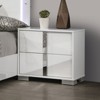 Vynxaria Modern Bedside Nightstand - Chrome Legs, Vertical Chrome Handles, UV Finish, Contemporary Style - 3 of 4