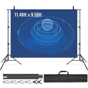 VEVOR 12x10ft Heavy Duty Backdrop Stand, Height Adjustable Photography Backdrop Stand, Background Support System with 6Clamps and A Carry Bag, Black - 1 of 4