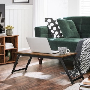 SONGMICS Laptop Desk Adjustable Tilt Top Right-Left Handed Adjustable Folding Legs Drawer Rustic Dark Brown - 1 of 4