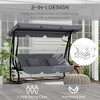 Free Standing Swing Bench, Porch Swing with Stand, Adjustable Canopy, Cushion and Pillows - 4 of 4
