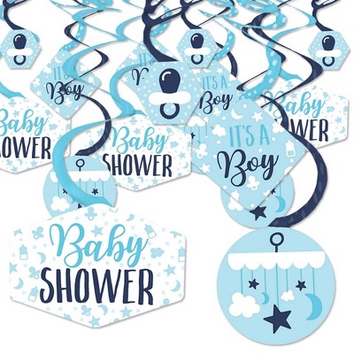 Big Dot of Happiness It's a Boy - Blue Baby Shower Hanging Decor - Party Decoration Swirls - Set of 40