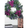 Northlight 24" Unlit Purple Poinsettia and Silver Pinecone Two-Tone Pine Christmas Wreath - 4 of 4