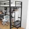 KTMBDW Twin Size Metal Loft Bed with Desk and Storage Shelves, Full-length Guardrails, Loft Bed Frame for Teens Juniors Adults, Noise Free, Black - 4 of 4