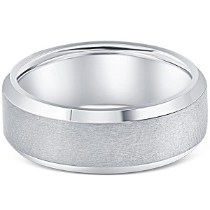 Pompeii3 Titanium Mens Comfort Fit Brushed Beveled Polished Edge Wedding Band 7MM - 1 of 4
