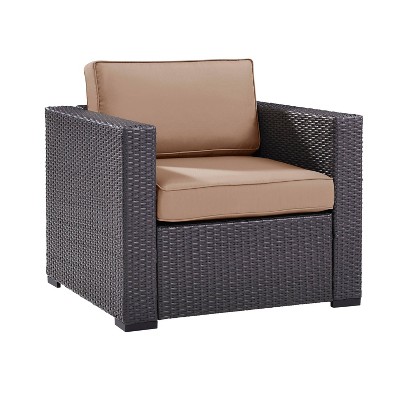 Mocha Brown Outdoor Wicker Armchair with Cushions