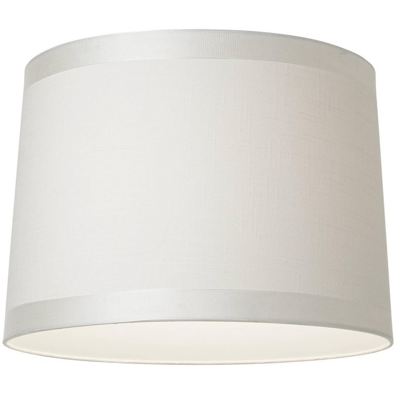 Springcrest Set of 2 White Fabric Medium Drum Lamp Shades 13" Top x 14" Bottom x 10" High (Spider) Replacement with Harp and Finial, 4 of 11
