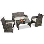 Tangkula 4PCS Outdoor Furniture Set Chairs Coffee Table Patio Garden Set Mix Gray
