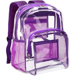 Clear Heavy Duty PVC Transparent Backpack - Extra Large Size with Reinforced Straps, Ideal for College - 1 of 4