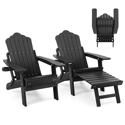 Tangkula 2 PCS Folding Adirondack Chair HIPS Fire Pit Chair w/ Adjustable Backrest