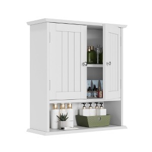 Aoibox White Bathroom Cabinet Wall Mounted Medicine Cabinet with 2 Doors Adjustable Shelves Over Toilet Storage Shelving - 1 of 4