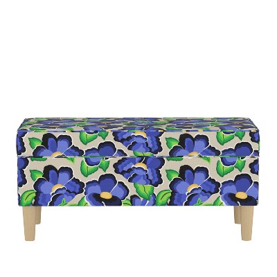 Storage bench in Carla Floral Blue - Skyline Furniture