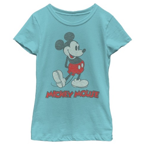 Girl's Disney Mickey Mouse Large Portrait T-shirt - Tahiti Blue - Small 