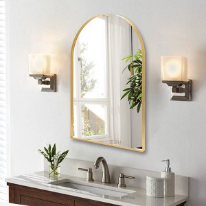 GlasFlength Decorative Wall Mirrors Aluminum Frame Wall Mounted Decorative Mirror, Modern Arched Vanity Mirror, Gold, 36"*24"*1.2" - 1 of 4