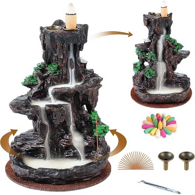 MaseiKar Incense Burner, Backflow Incense Holder 2 Sides Waterfall with 120 Cones, 30 Sticks, Aromatherapy Ornament for Home