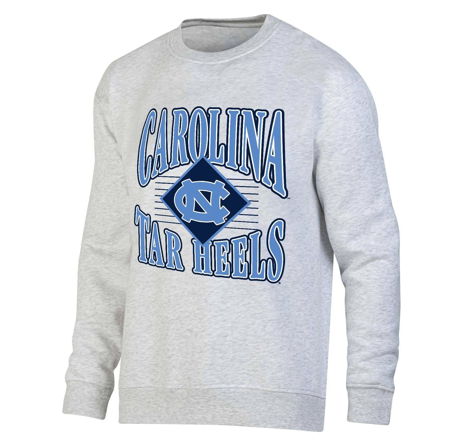 NCAA North Carolina Tar Heels Men's Crew Neck Fleece Ash Sweatshirt - M: Long Sleeve Pullover