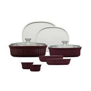 CorningWare French Colors 10pc Ceramic Bakeware Set - Cabernet: 1.5 & 2.5 qt Round Dishes, Ramekin, Dishwasher-Safe - 1 of 4