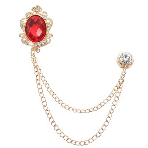 Unique Bargains Men's Rhinestone Flower Design Brooch Pins - 1 of 4