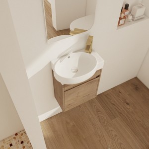 GDFStudio Rory Floating 16" W Bathroom Vanity with Soft Close Doors and Ceramic Oval Sink - 1 of 4
