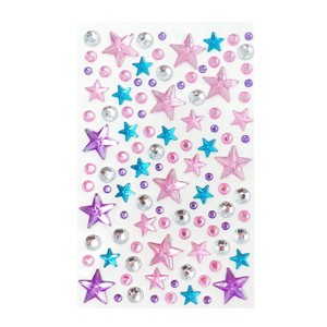 Wrapables Acrylic Self Adhesive Crystal Rhinestone Gem Stickers, Stars Pink Blue Lilac - 1 of 2