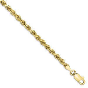 Black Bow Jewelry 3.25mm 10k Yellow Gold Diamond Cut Solid Rope Chain Anklet or Bracelet - 1 of 4