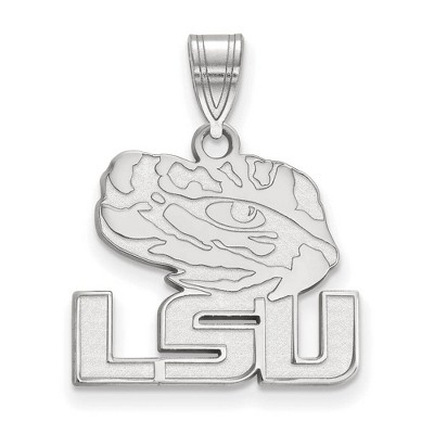 Black Bow Jewelry 14k White Gold Louisiana State Fighting Tigers NCAA Medium Pendant