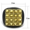 Slickblue Women's Two-Tone Gold and Black Ring with Pyramid Detail – Square Face, Beaded Edge, Sizes 5–10 - 2 of 4