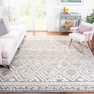 Gray and Beige Handmade Tufted Shag Rug 9' x 12'