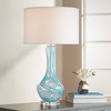 Possini Euro Design Codie Modern Table Lamp 28 1/2" Tall Clear Blue Swirls Art Glass White Fabric Drum Shade for Bedroom Living Room Bedside Office - image 2 of 4