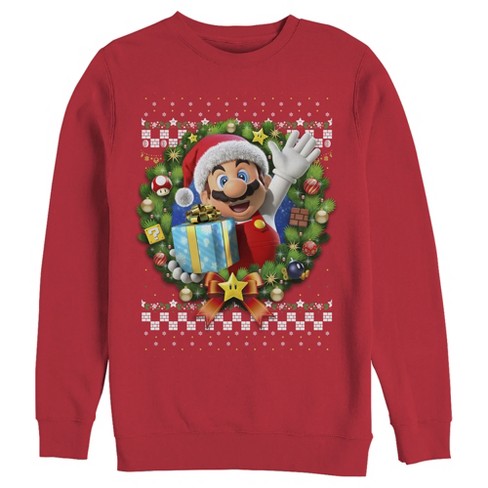 Men's Nintendo Ugly Christmas Mario Wreath Sweatshirt - image 1 of 3