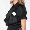 Women's Desiree Ruffle & Rose Accent Satin Blouse - BEULAHSTYLE - 2 of 4