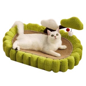 Large Space Tree Cat scratching board, Hand Woven Sisal Cat scratching Bed, Green Small Tree Design scratching Post and Lounge - 1 of 4