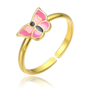 Guili 14K Gold Plated Adjustable Ring with a Colorful Enamel Butterfly, a Sweet & Playful Jewelry Piece for Kids to Wear Every Day - 1 of 3