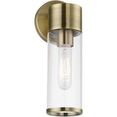 Antique Brass Direct Wired Dimmable Sconce with Clear Glass Shade