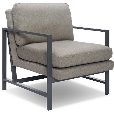Russell Bronze Metal Frame Accent Chair in Grey