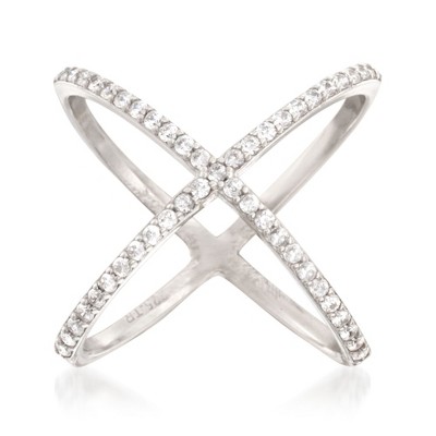 Ross-Simons 0.70 ct. t.w. CZ Open Crisscross Ring in Sterling Silver