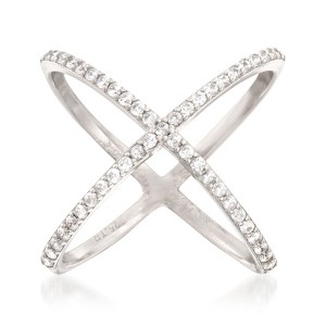 Ross-Simons 0.70 ct. t.w. CZ Open Crisscross Ring in Sterling Silver - 1 of 4