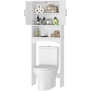 Toilet Storage Cabinet, Wooden Independent Toilet Cabinet, Double Door Toilet Cabinet, Space Saving, Anti-Tip Design, for Bathroom, White - 1 of 4